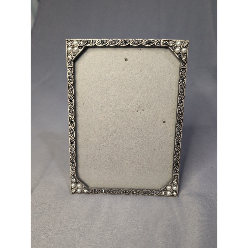 Vintage CARR 5 X 7  Photo Frame 2002 Burnes‎ Of Boston Faux Pearl Rhinestone